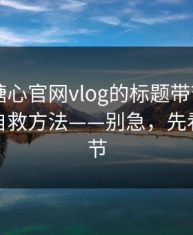 别再被糖心官网vlog的标题带节奏 - 我整理了自救方法——别急，先看这条细节