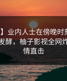 【独家】业内人士在傍晚时刻遭遇八卦持续发酵，柚子影视全网炸锅，详情直击