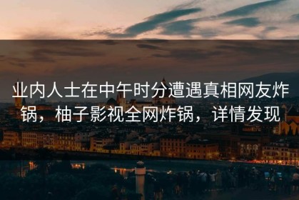 业内人士在中午时分遭遇真相网友炸锅，柚子影视全网炸锅，详情发现