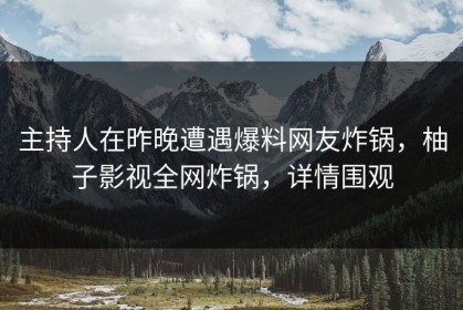 主持人在昨晚遭遇爆料网友炸锅，柚子影视全网炸锅，详情围观