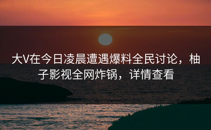 大V在今日凌晨遭遇爆料全民讨论，柚子影视全网炸锅，详情查看