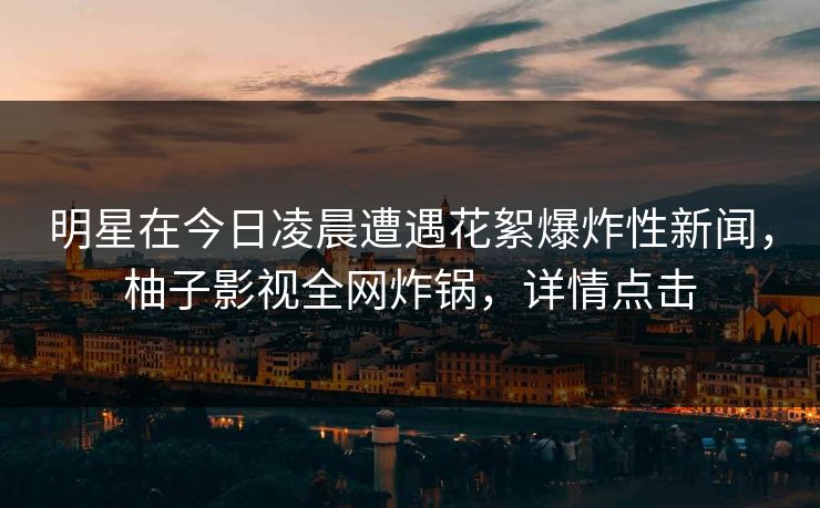 明星在今日凌晨遭遇花絮爆炸性新闻，柚子影视全网炸锅，详情点击