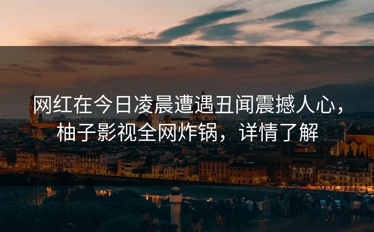 网红在今日凌晨遭遇丑闻震撼人心，柚子影视全网炸锅，详情了解